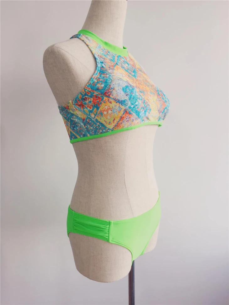 Boho Tile Print High‑Neck Bikini best Boho Tile Print High‑Neck Bikini best