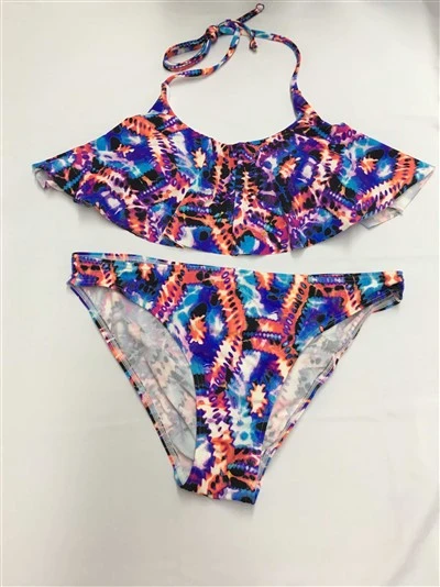 Set Bikini Cetak Halter Ruffle